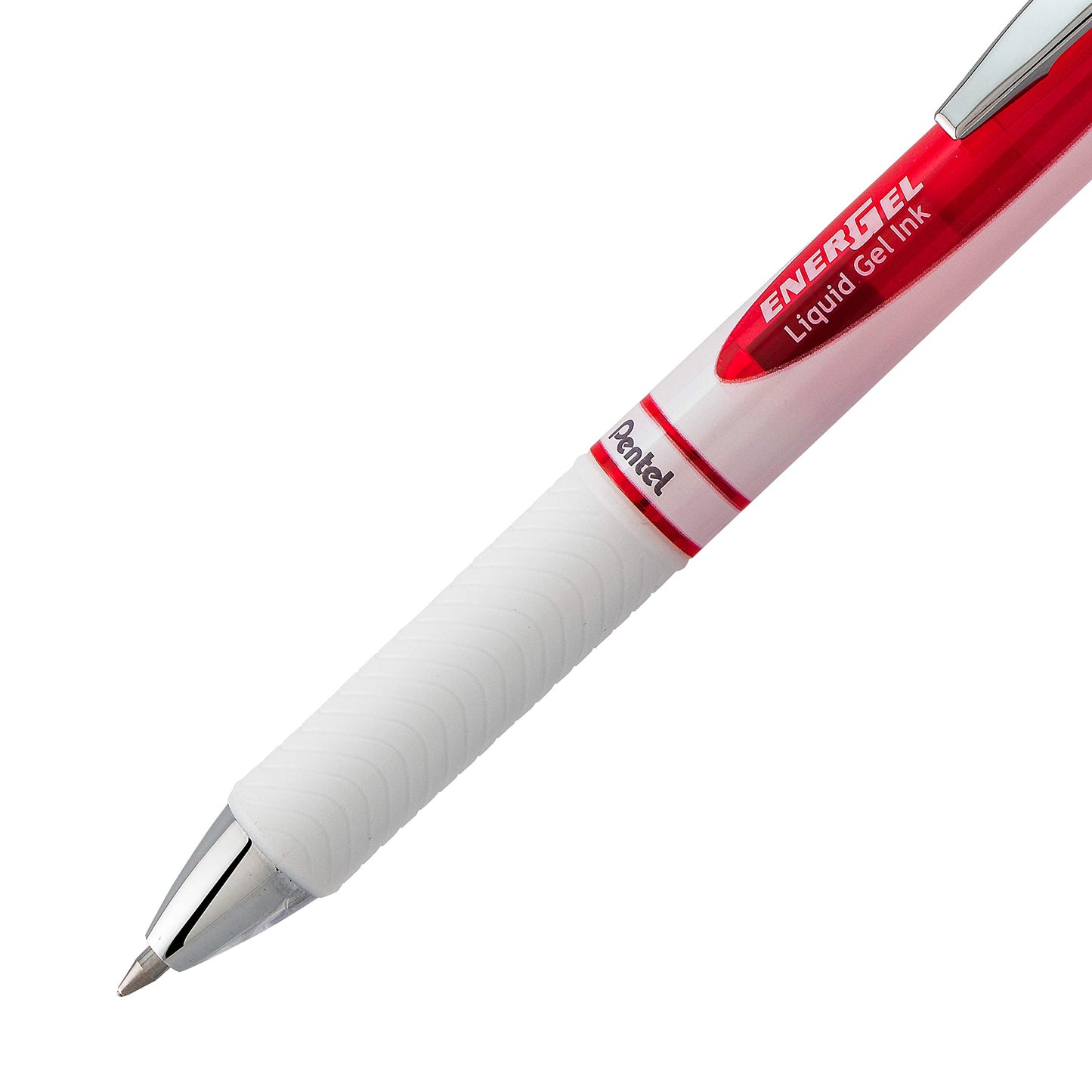 Pentel EnerGel RTX Pearl Retractable Liquid Gel Pen Metal Tip, 12 Pack, 0.7mm, Medium Line, Red Ink