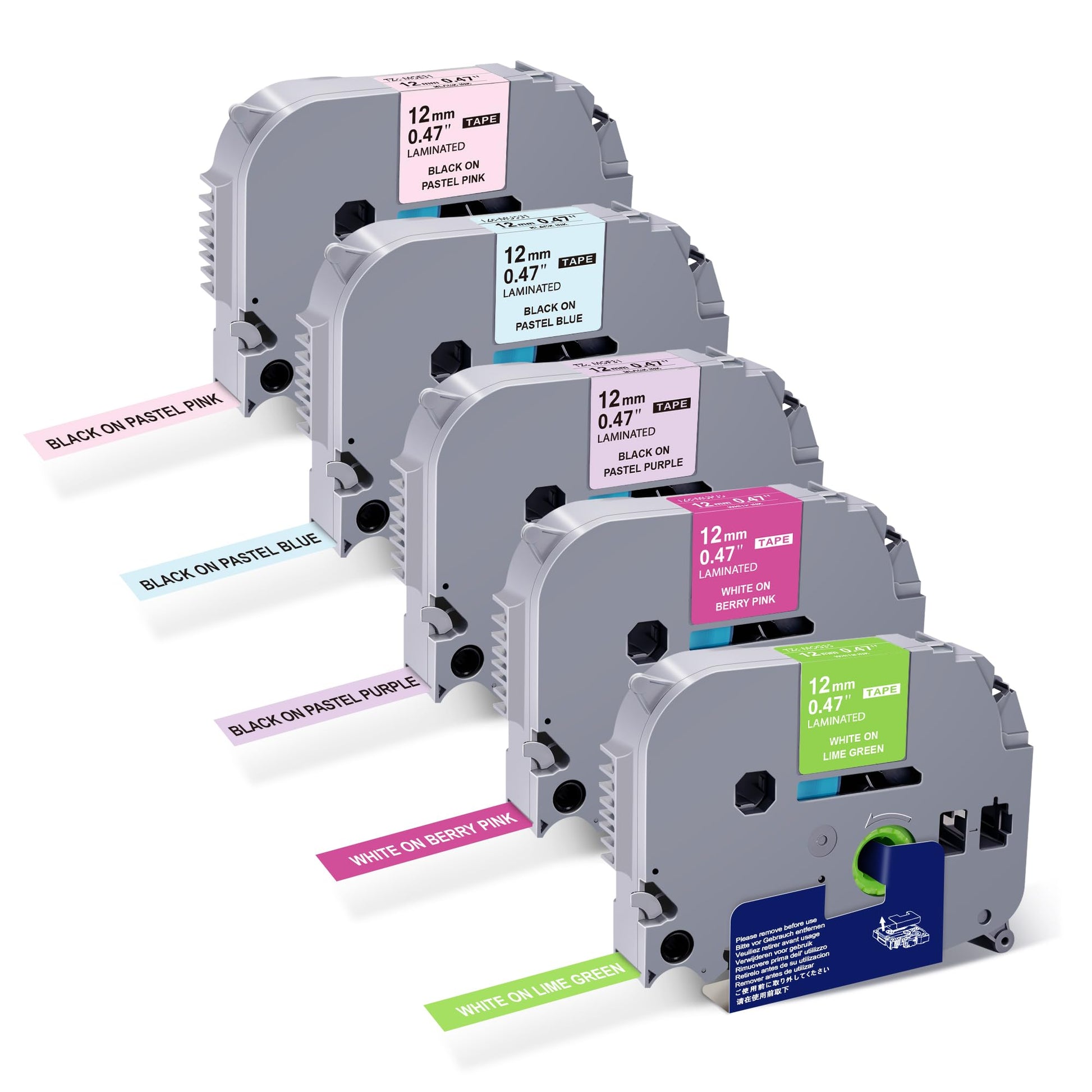 TITBIT 5Pack PTD210 PTD220 Label Maker Tape Compatible with Brother P Touch