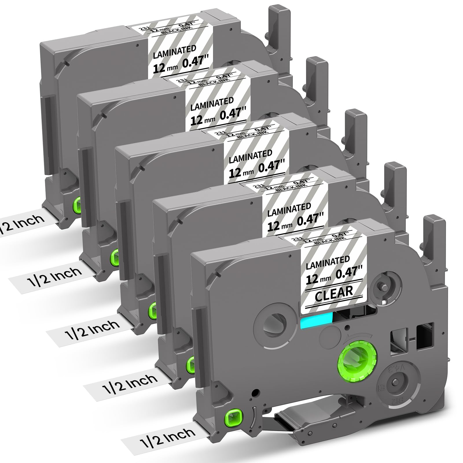 TZe TZ 12mm 0.47 Laminated Clear Tape Replace for Brother Label Maker Tape