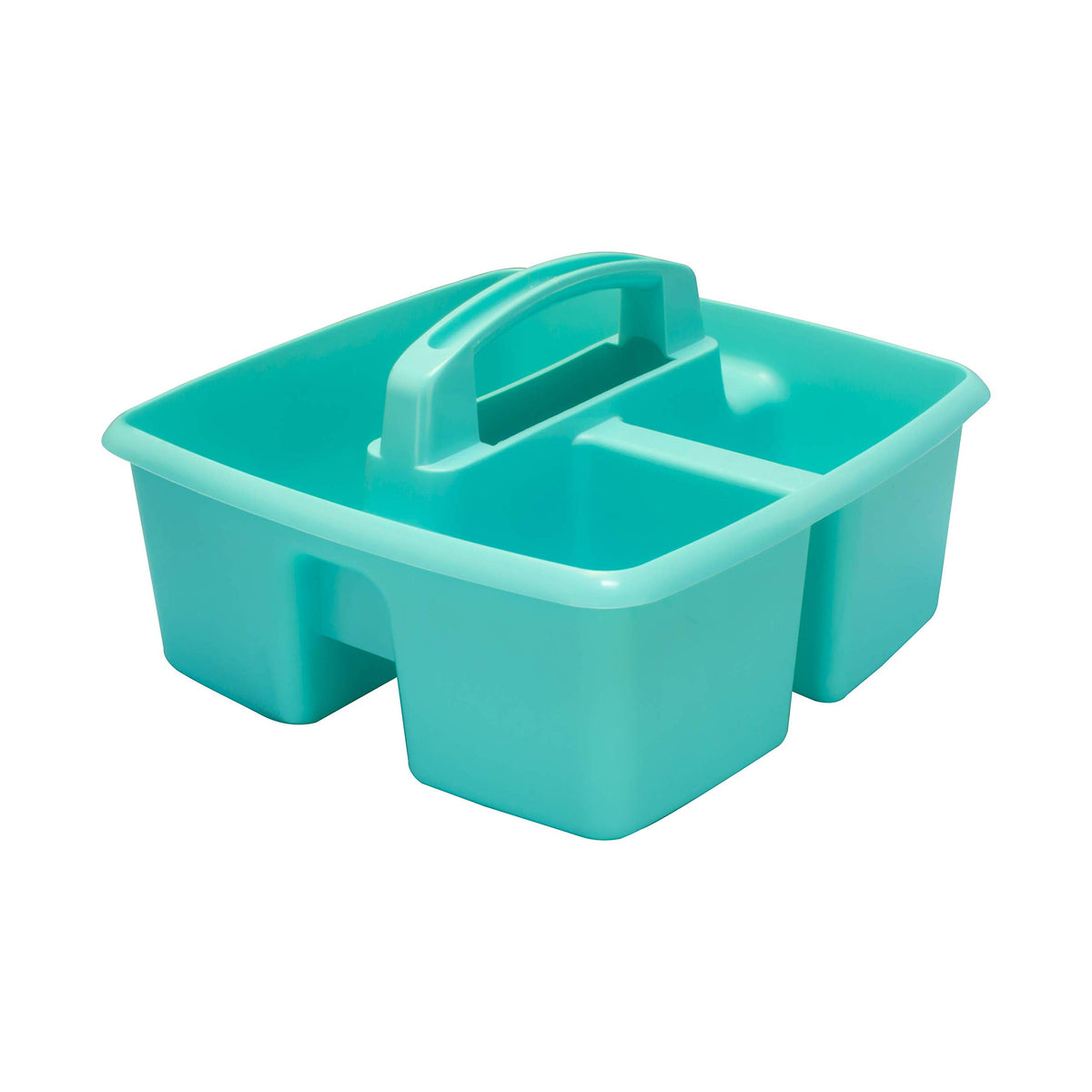 Storex 3-Compartment Small Caddy – Multipurpose Classroom Organizer with Handle, Aquamarine, 6-Pack