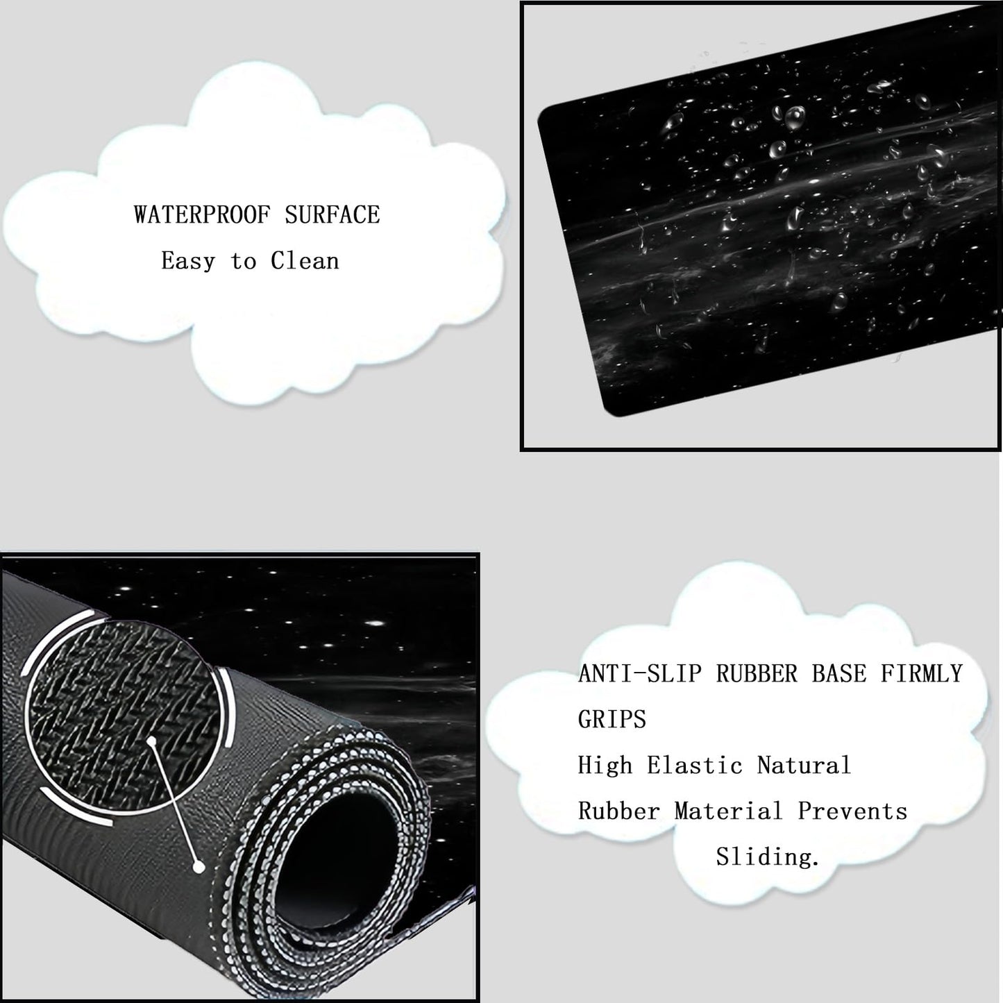 Cloud Mouse Pad Keyboard Wrist Rest 4PCS Extended Large Galaxy Desk Mat Pad Set Memory Foam