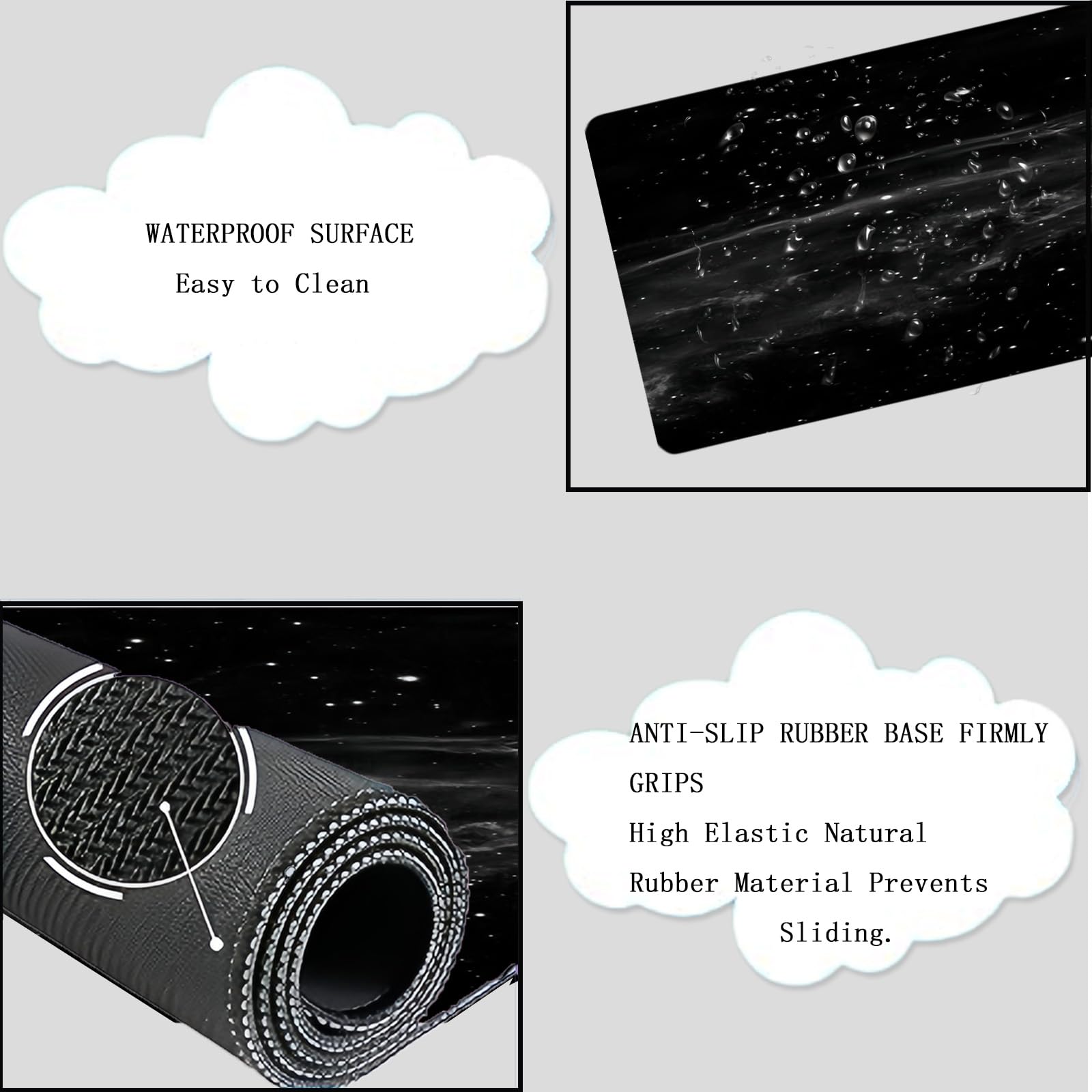 Cloud Mouse Pad Keyboard Wrist Rest 4PCS Extended Large Galaxy Desk Mat Pad Set Memory Foam