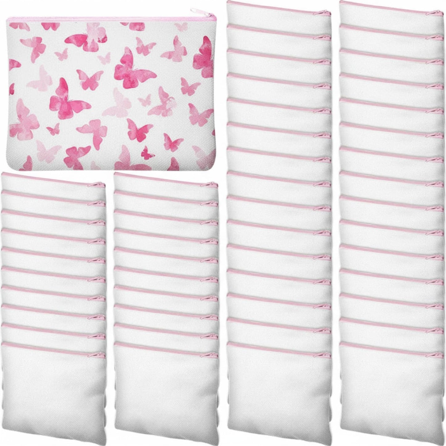 Frienda 50 Pcs Sublimation Blank Canvas Makeup Bags Bulk DIY Heat Transfer Canvas Pen Case Pencil