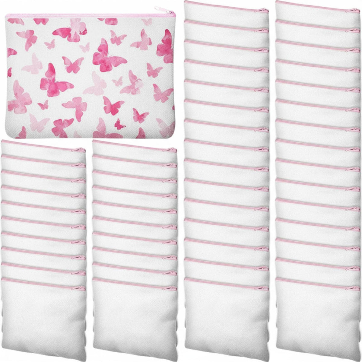 Frienda 50 Pcs Sublimation Blank Canvas Makeup Bags Bulk DIY Heat Transfer Canvas Pen Case Pencil