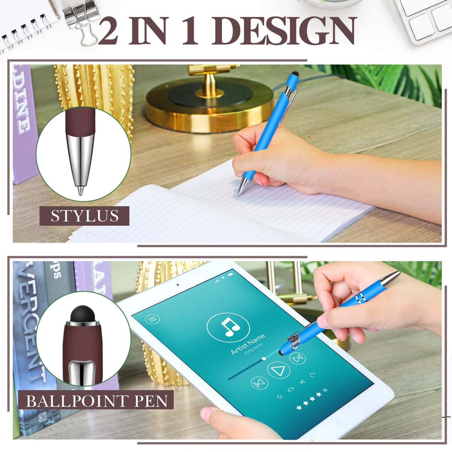Zonon 38 Pieces Rubberized Ballpoint Pen with Stylus Tip Stylish Metal Pen Capacitive Stylus with