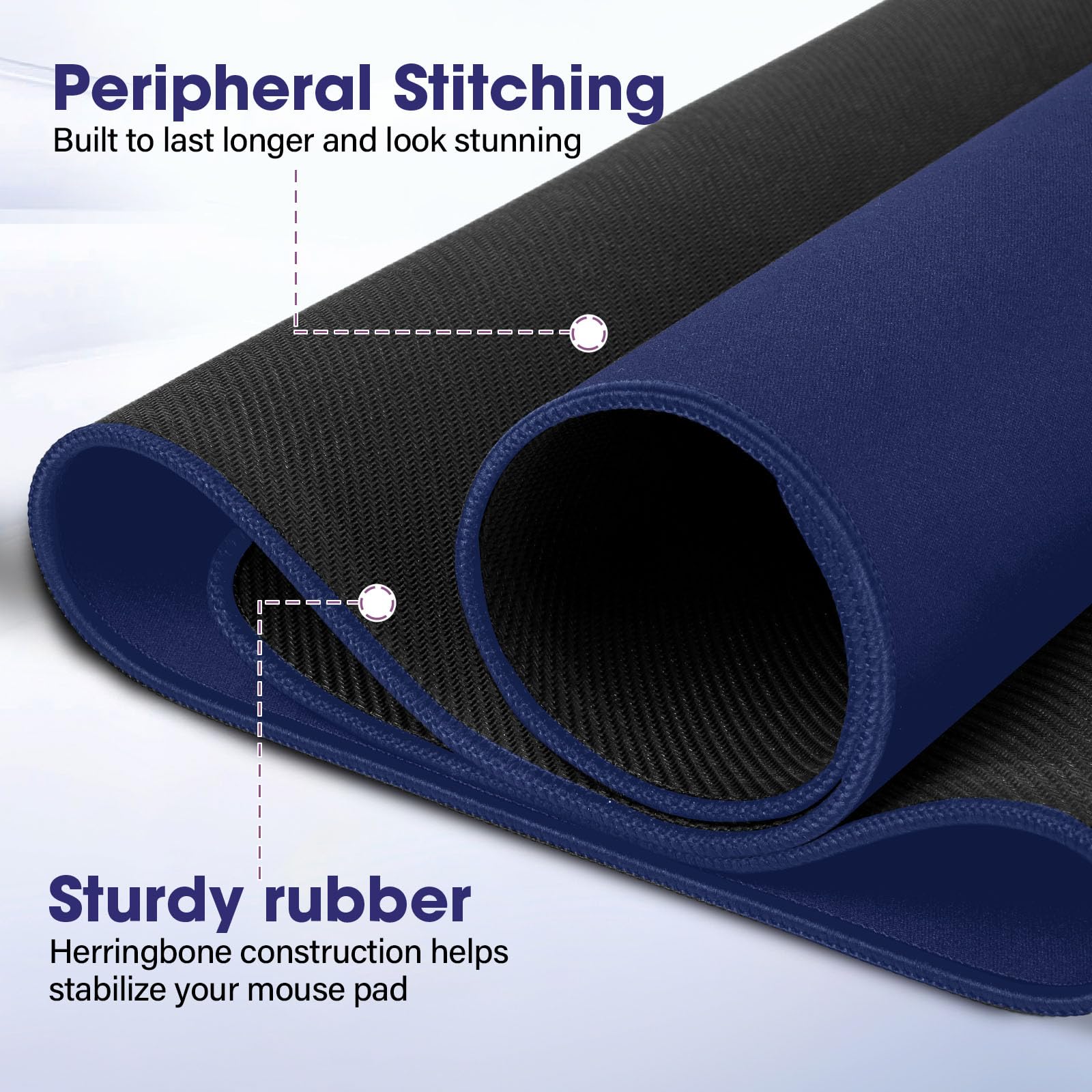31.5" x 15.7" Waterproof Fabric Gaming Desk Mat, Rubber Anti-Slip,Navy Blue