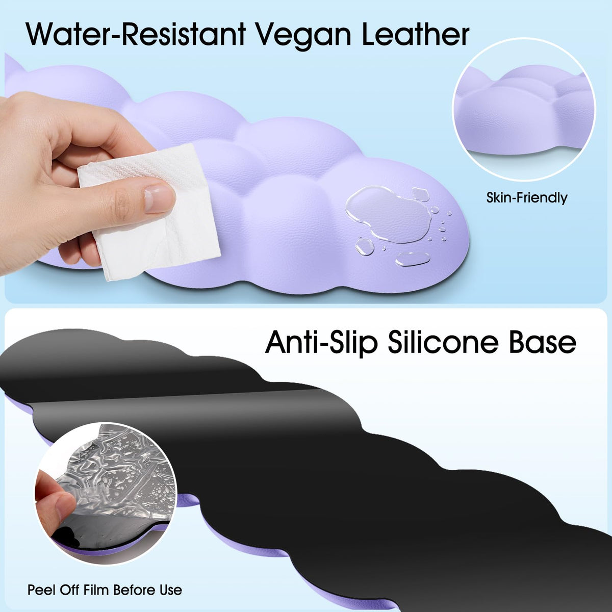 Retuhapy Cloud Wrist Rest Keyboard Cushion and Cloud Mouse Pad, Purple