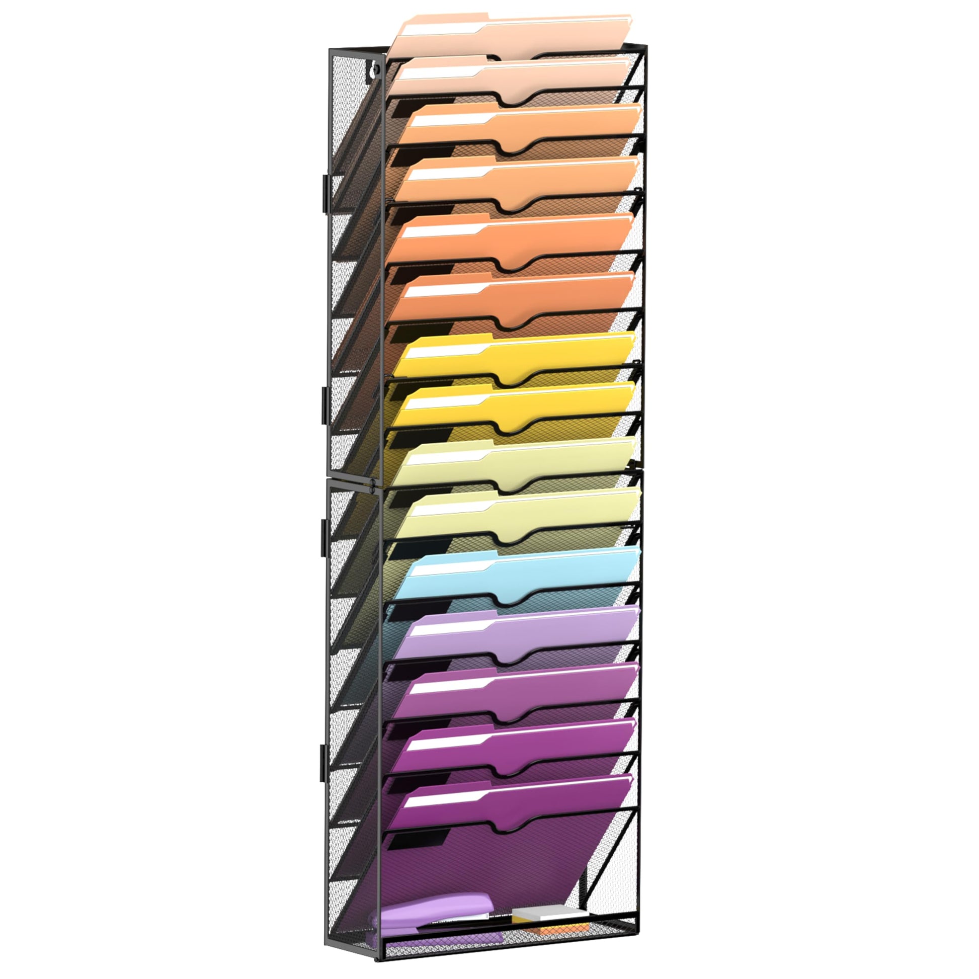 SUPEASY 16-Tier Hanging Wall File Holder Organizer for Papers, Folders, Files Clipboard & Magazine