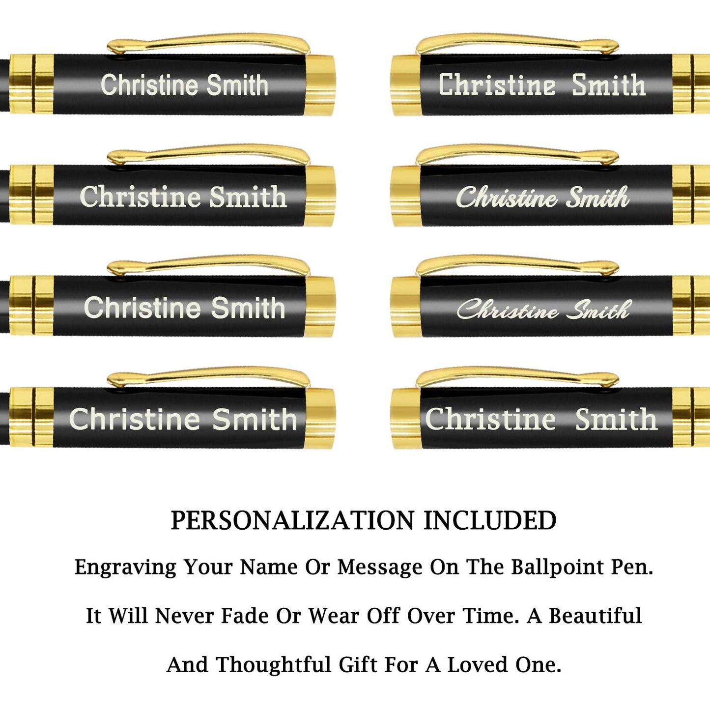 Amlion Personalized Pens Custom Engraved Pen with Name, Refillable Medium Refill, Personalized
