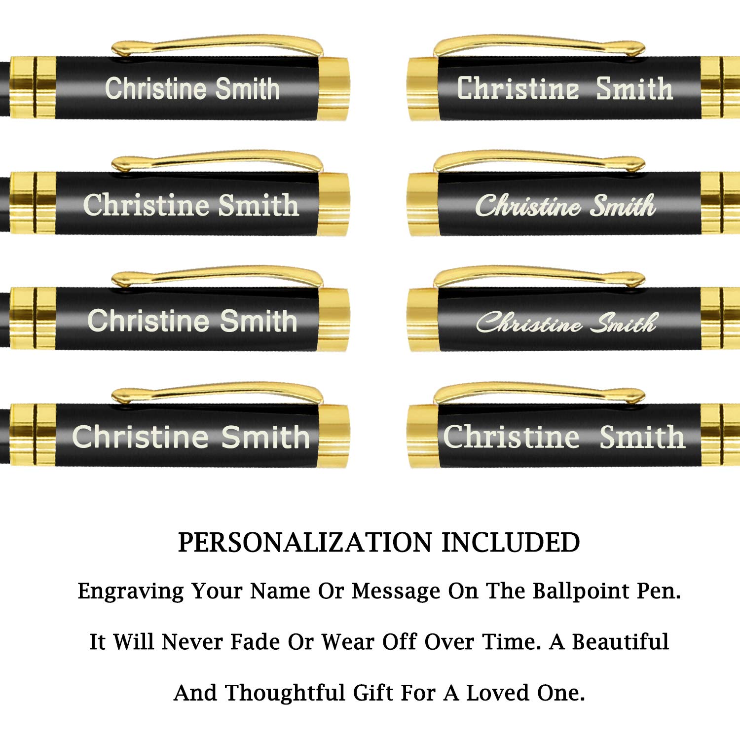 Amlion Personalized Pens Custom Engraved Pen with Name, Refillable Medium Refill, Personalized