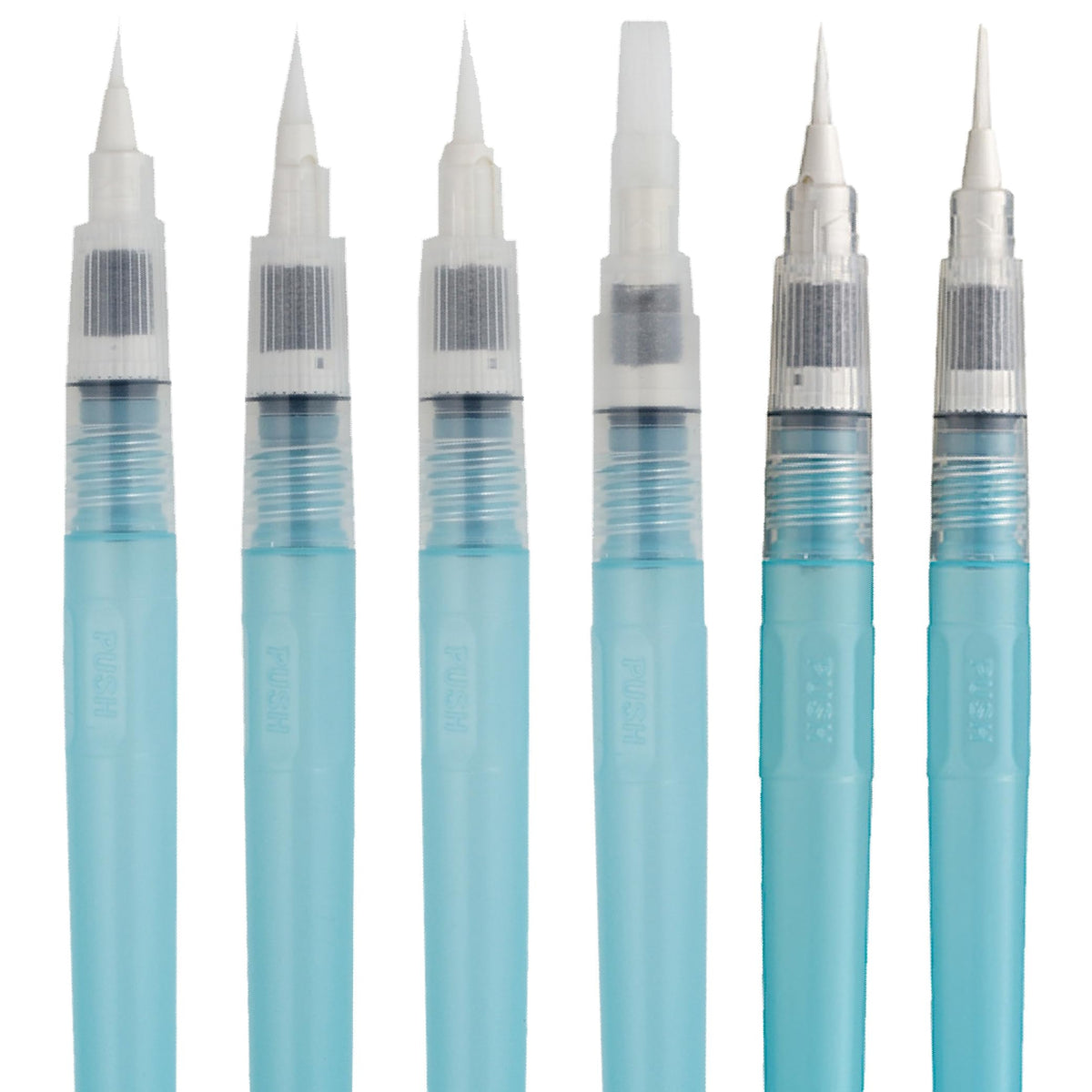 Kuretake Zig Water Brush Pen BRUSHS2O Long 6 Variety Set, for Watercolor Paint, Fude, Flat, Menso