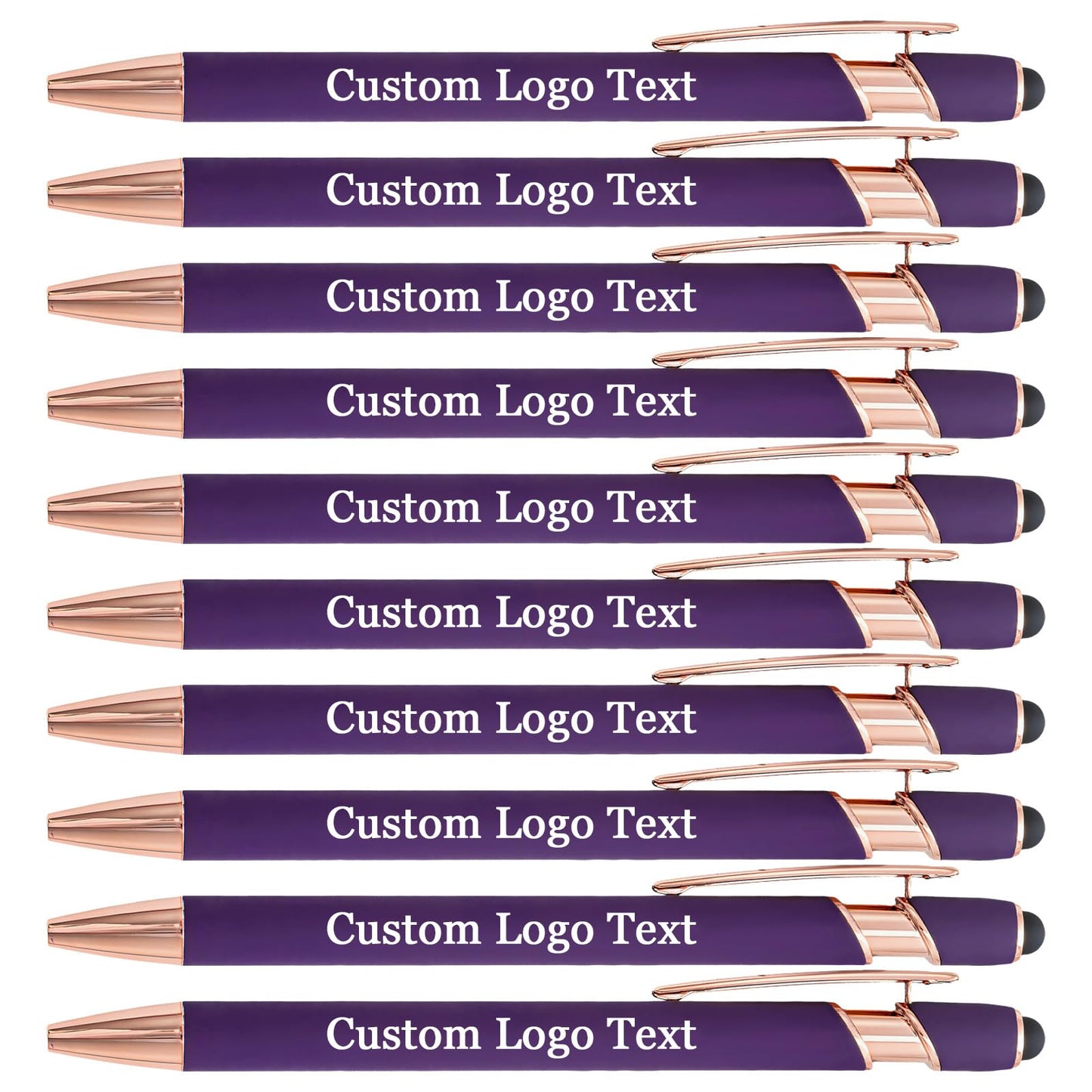 HEYZARDA Personalized Pens Ballpoint with Stylus, Purple, 50 Pcs