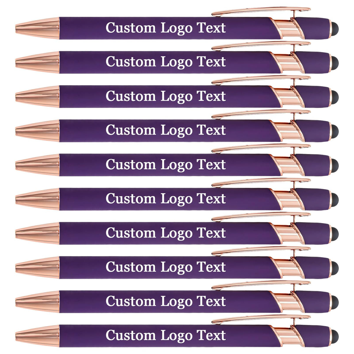 HEYZARDA Personalized Pens Ballpoint with Stylus, Purple, 50 Pcs