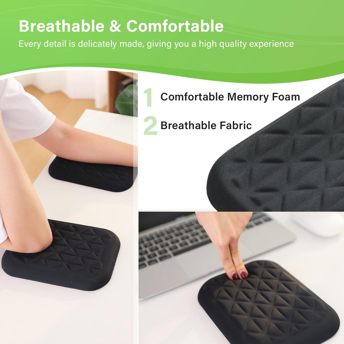 LargeLeaf Ergonomic Wrist & Elbow Rest Pad for Desk with Memory Foam & Non-Slip Base, Relieve Elbow