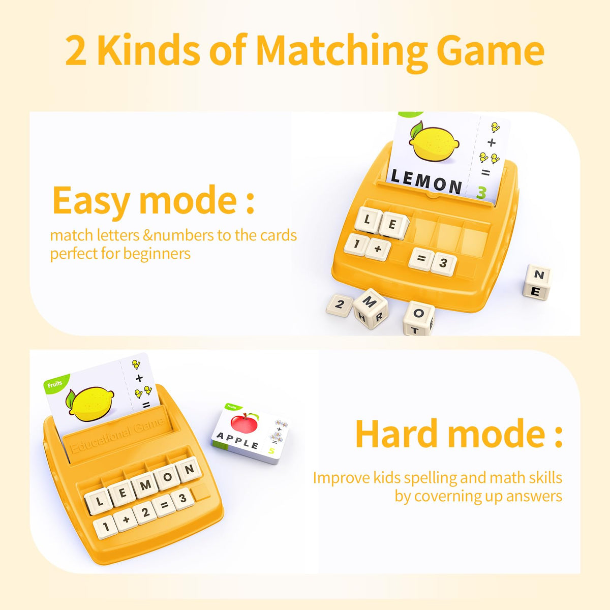 DEGIDEGI Educational Toys for Kids Ages 3-8, Matching Letter Spelling Game ABC Math Learning, Xmas