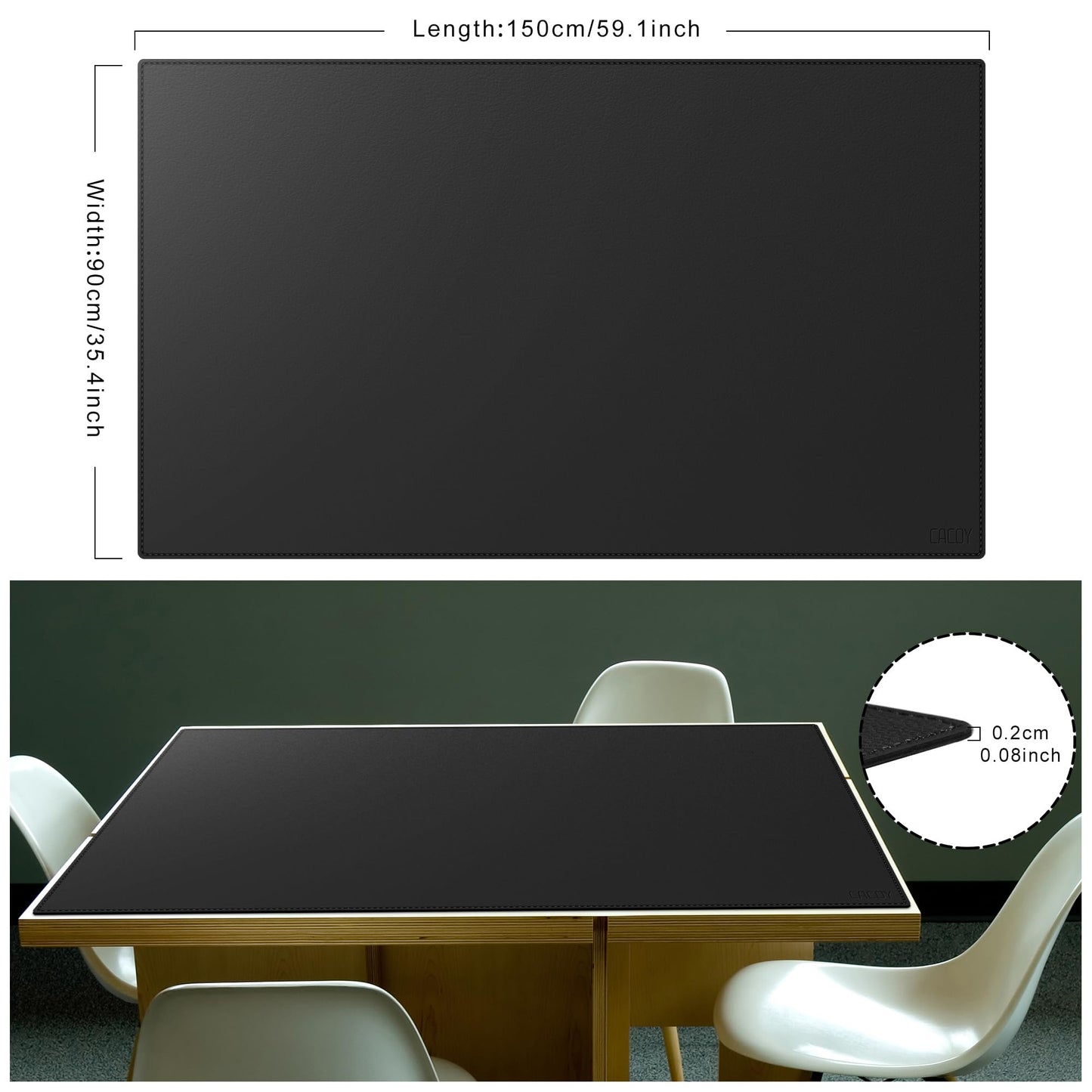 Cacoy 59x35.4 Inch Leather Desk Mat, XXL Large Computer Mouse Pad, PU Leather Desk Pad Blotter