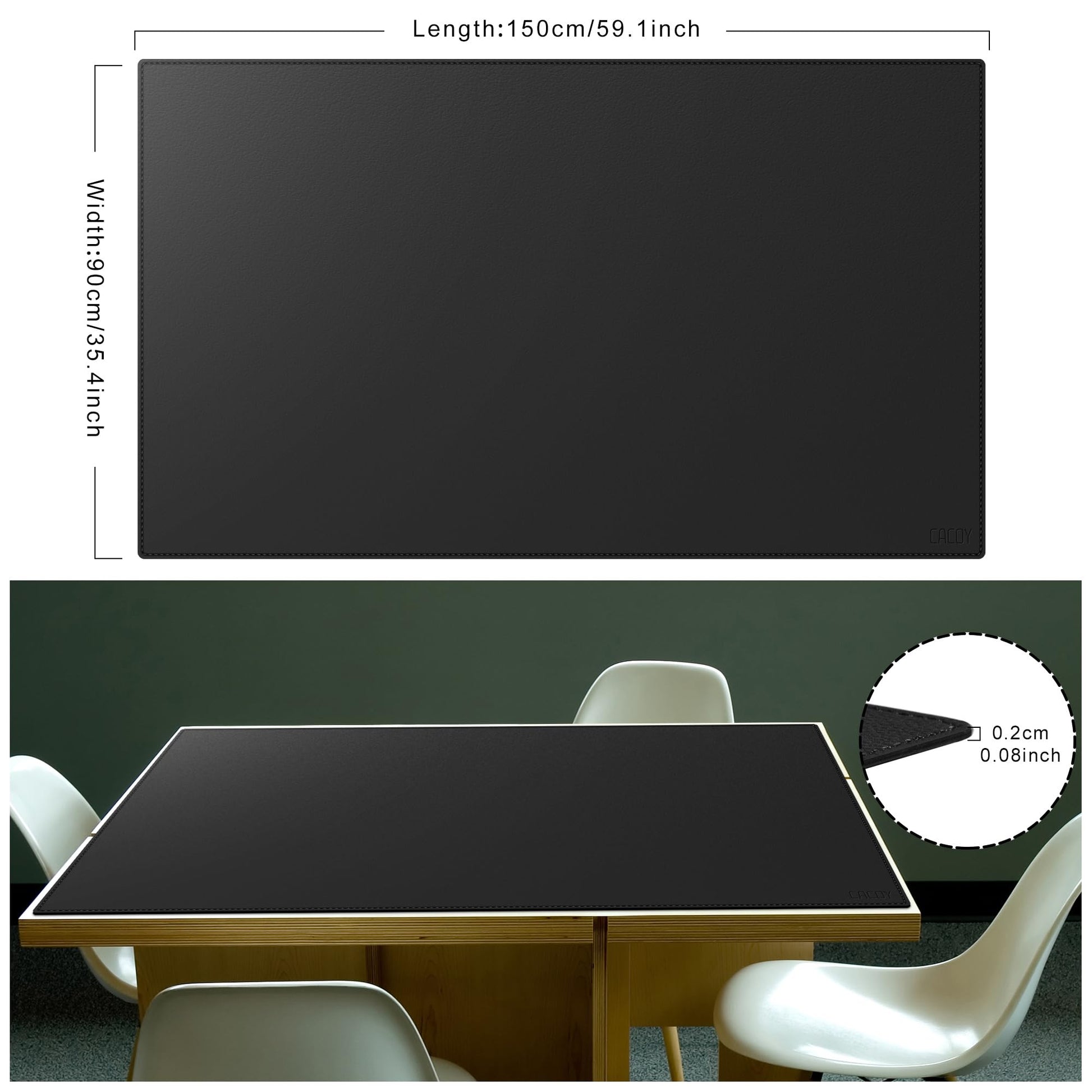 Cacoy 59x35.4 Inch Leather Desk Mat, XXL Large Computer Mouse Pad, PU Leather Desk Pad Blotter