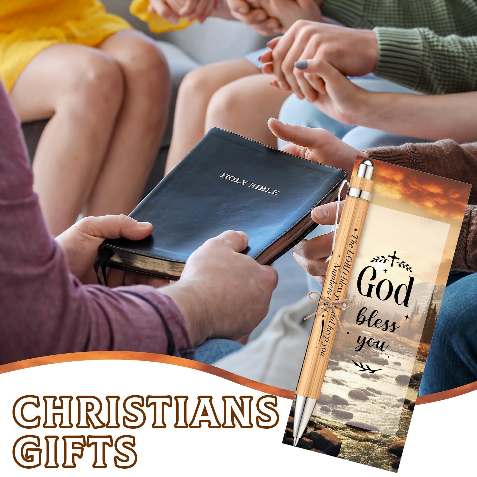 Qeeenar 50 Set Scripture Bamboo Pens Religious Gifts Black Ink,Classic