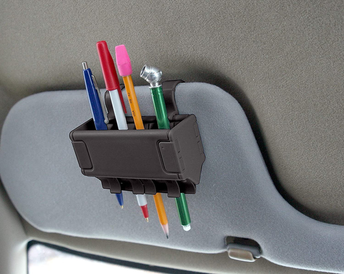 Pen Grip Visor Pen Holder 2 Pack, Black - for Car, Truck or Van