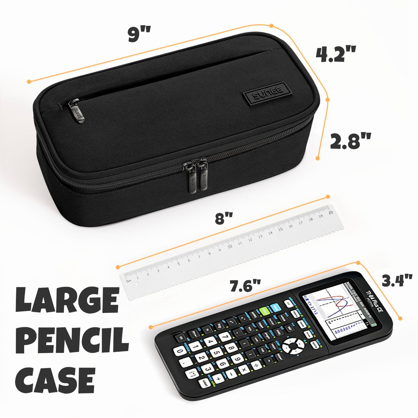SUNEE Cute Pencil Case, Large Capacity Pencil Pouch, Big Storage Organizer for Stationery, Zipper
