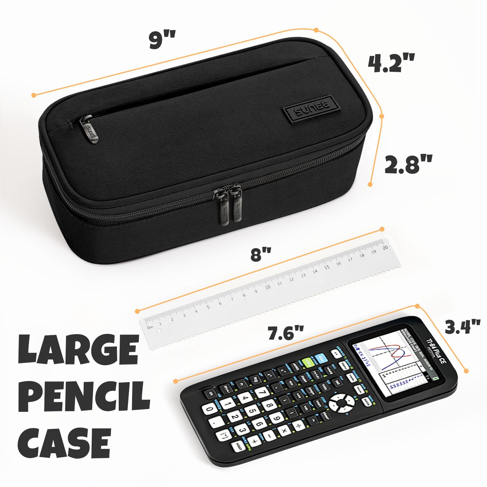 SUNEE Cute Pencil Case, Large Capacity Pencil Pouch, Big Storage Organizer for Stationery, Zipper
