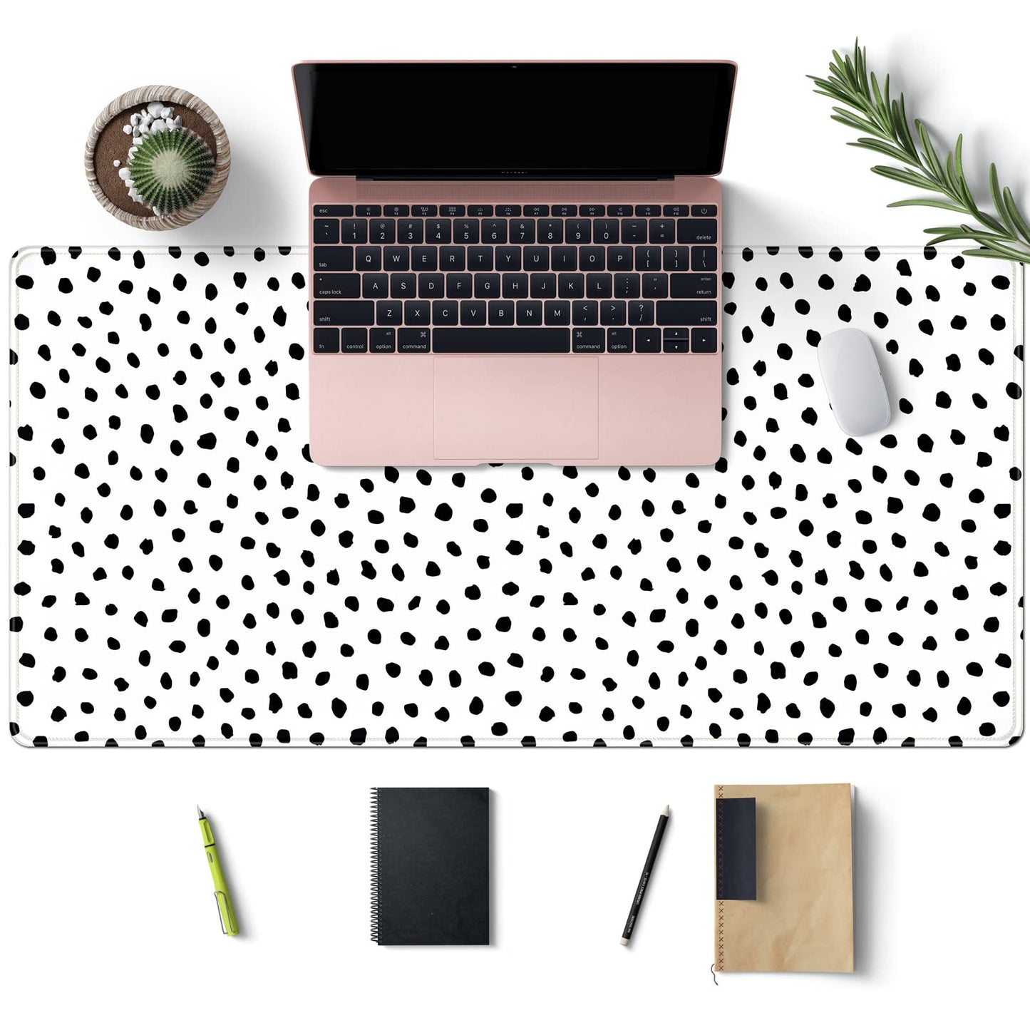 Boho Desk Mat, Polka Dot Large Mouse Pad Desk Pad Boho Desk Accessories for Women Office Decor, XXL