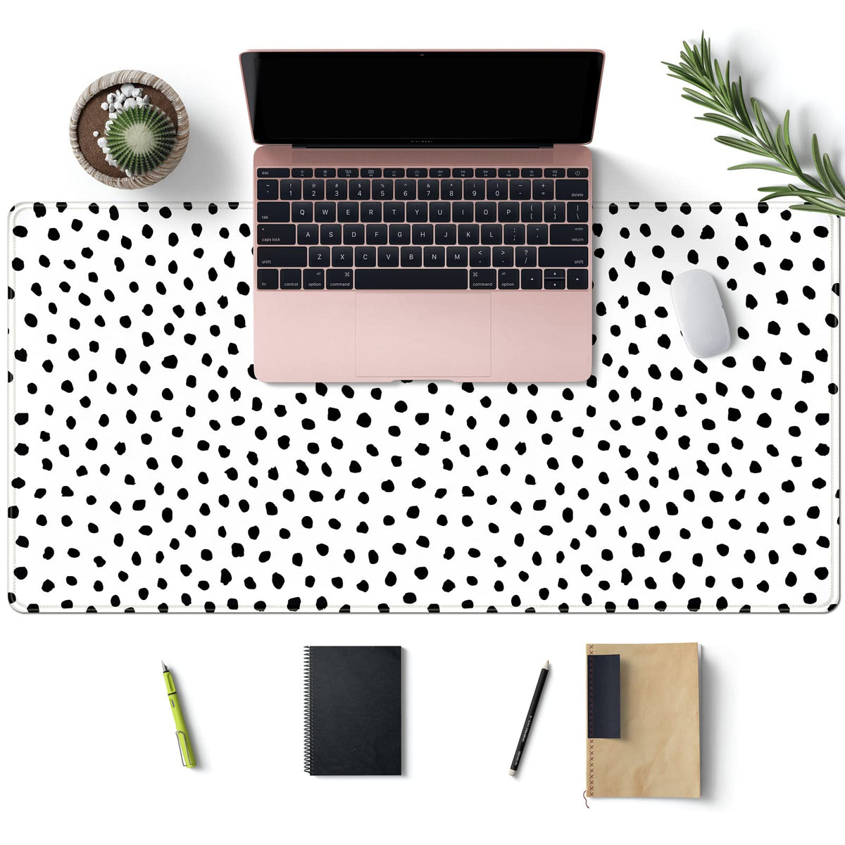 Boho Desk Mat, Polka Dot Large Mouse Pad Desk Pad Boho Desk Accessories for Women Office Decor, XXL