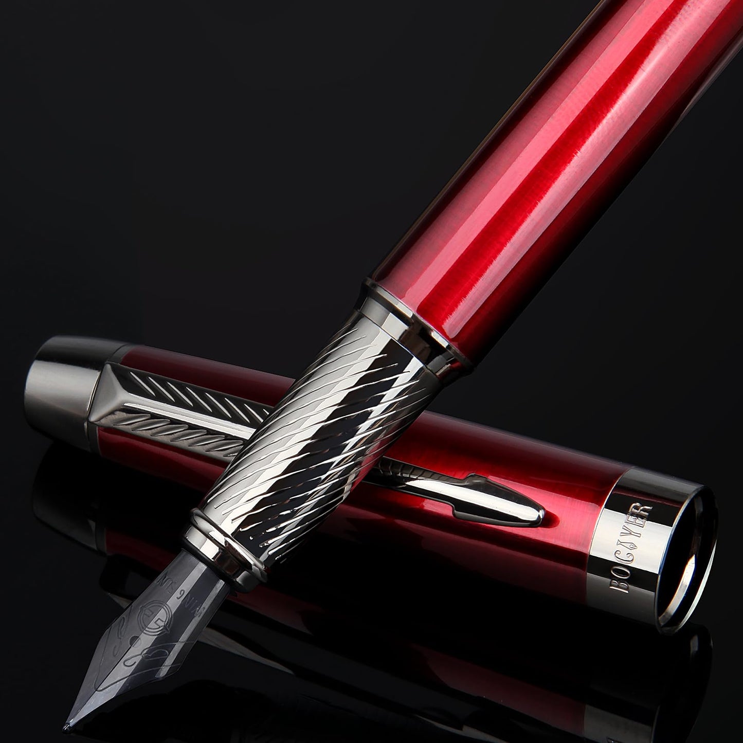 BOCIYER Fountain Pen with Fine Nib & Black Ink, Refillable & Elegant Bent Nib Design, Calligraphy
