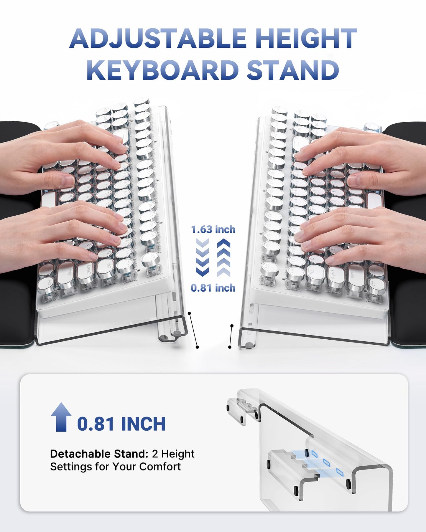 Adjustable Computer Keyboard Stand for Desktop, Keyboard Wrist Rest(Clear)
