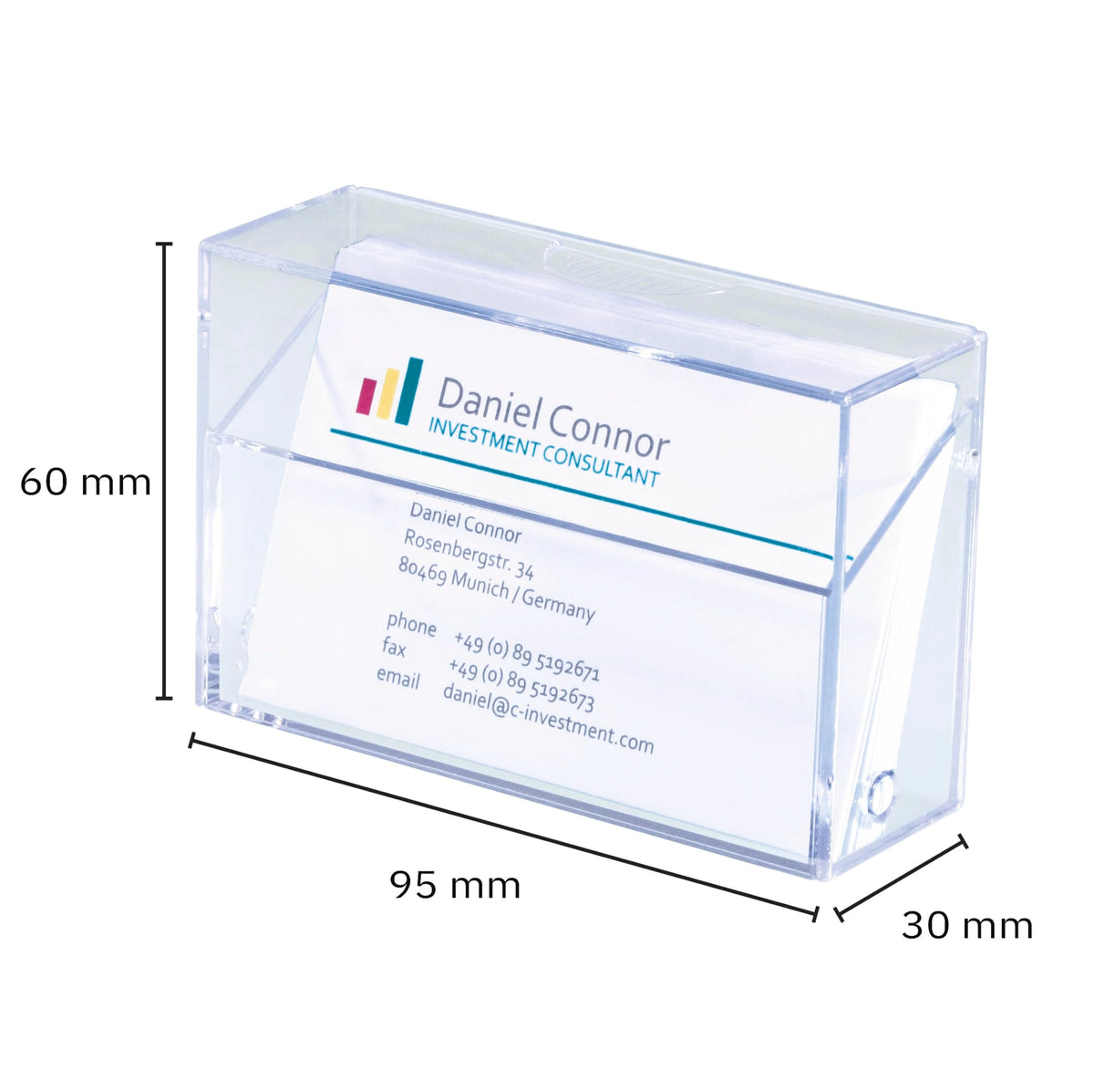 Sigel VA110 Business Card Box, Clear, for up to 100 Cards (max. 3.39 x 2.2 inches)