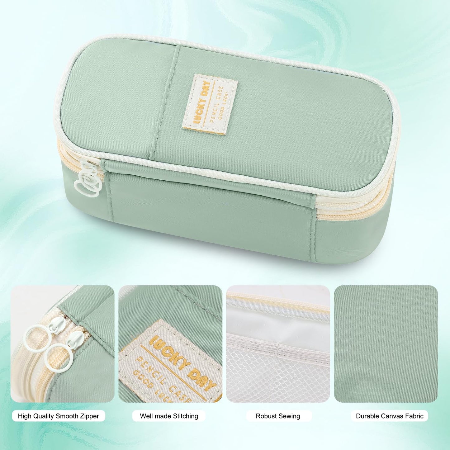 Large Pencil Bag for Girls Teens Kids School Pencil Case Organizer Green