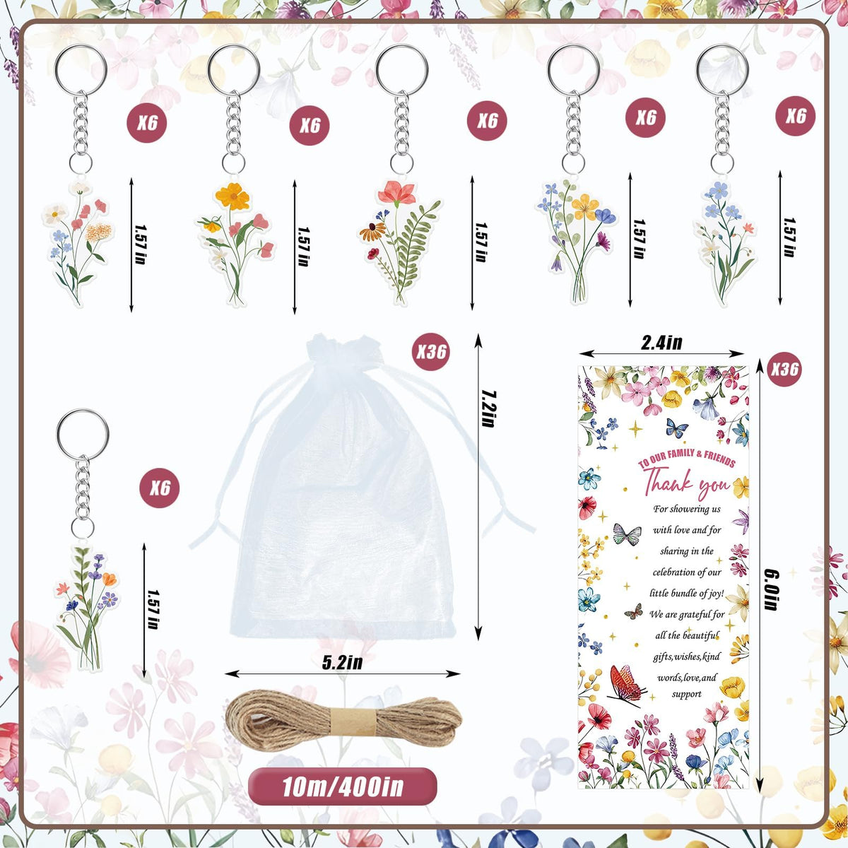 EYNDYN 145 Pieces Wildflower Baby Shower Favors for Guest Little Wildflower Ballpoint Pens