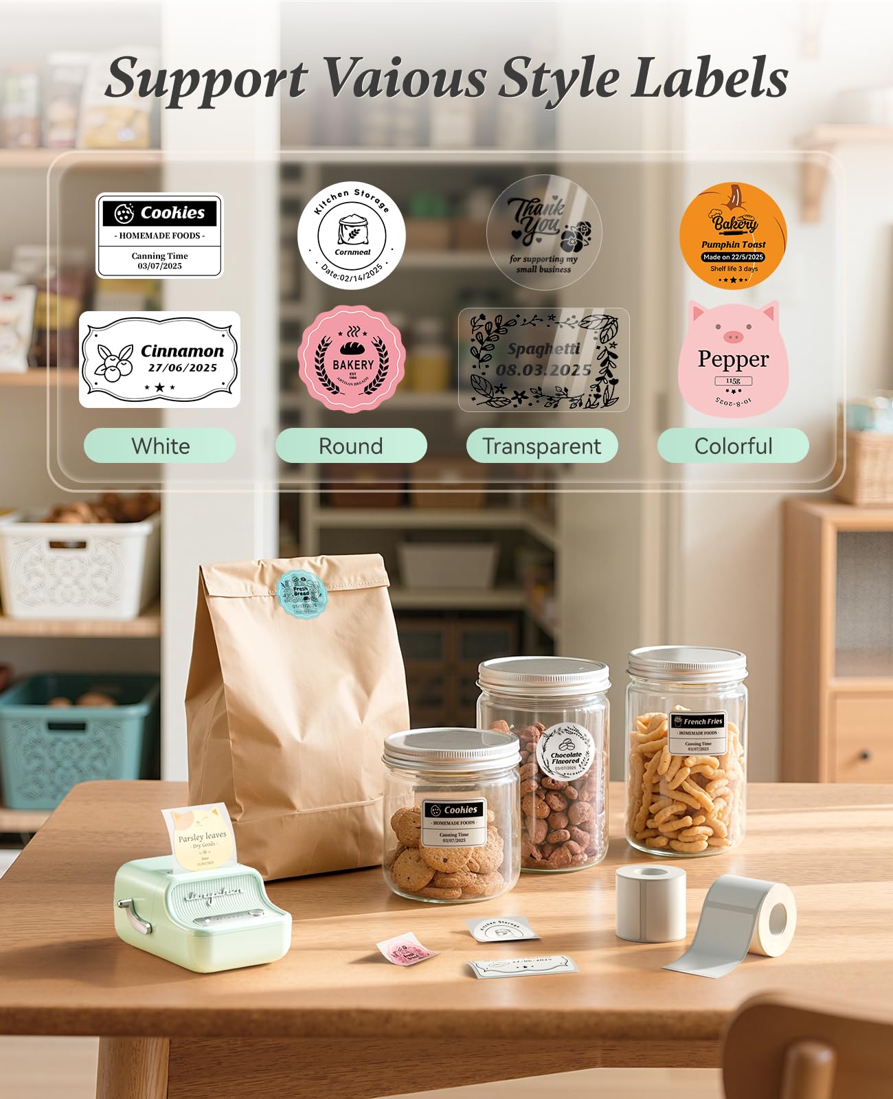 NIIMBOT B21 Label Maker, 2 Inch Portable Inkless Label Machine, Mint Green