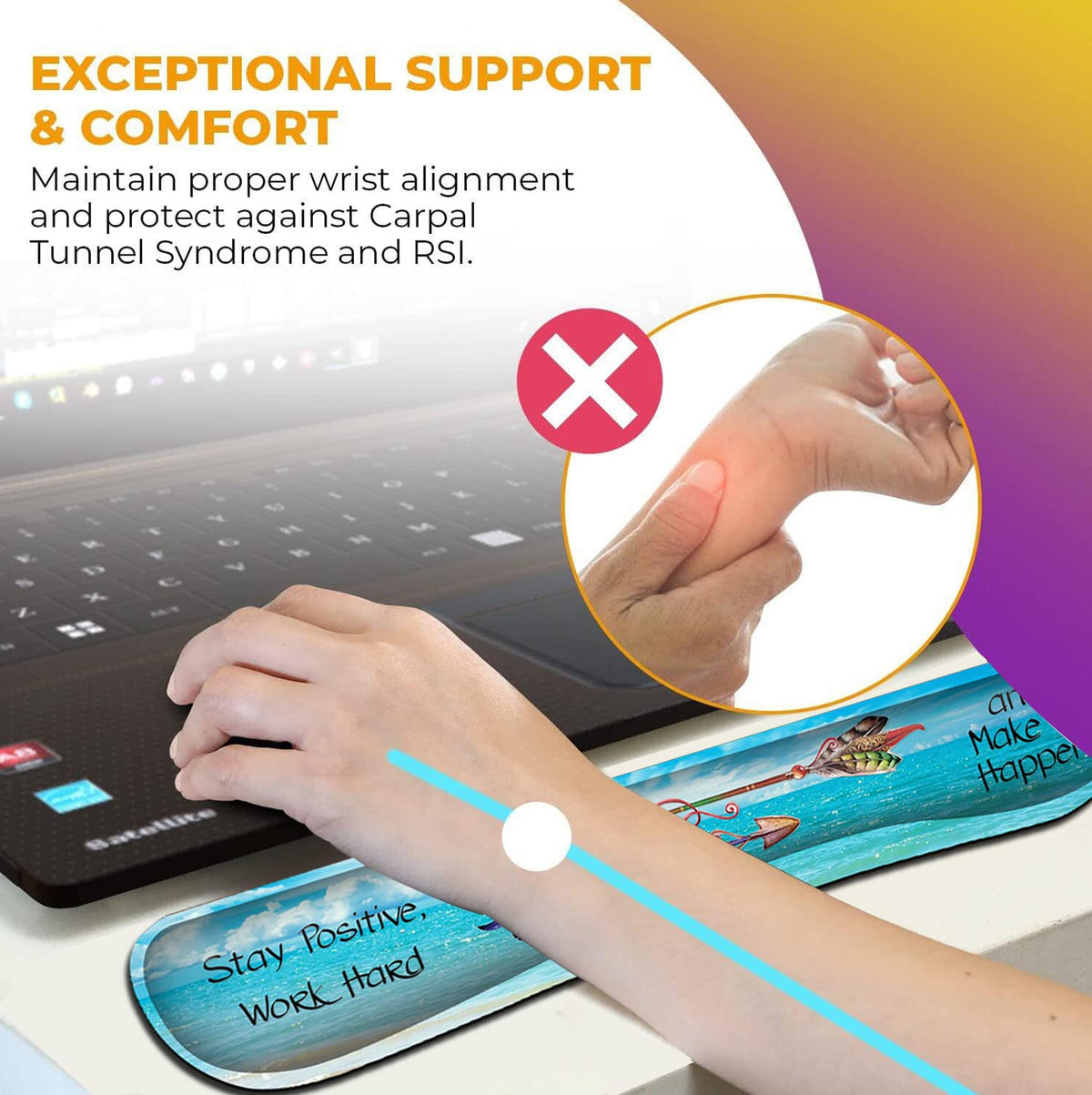 Mouse Pad Square Beach Style Anti-Slip Rubber Mousepad with Durable Stitched Edges for Gaming