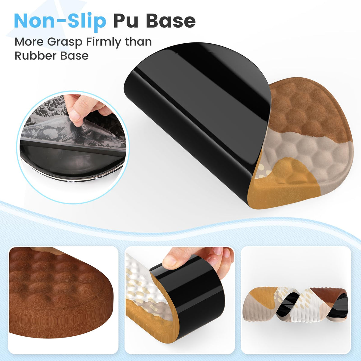 HAOCOO 3-Pcs Ergonomic Desk Pad Set with Wrist Support, Coffee Boho