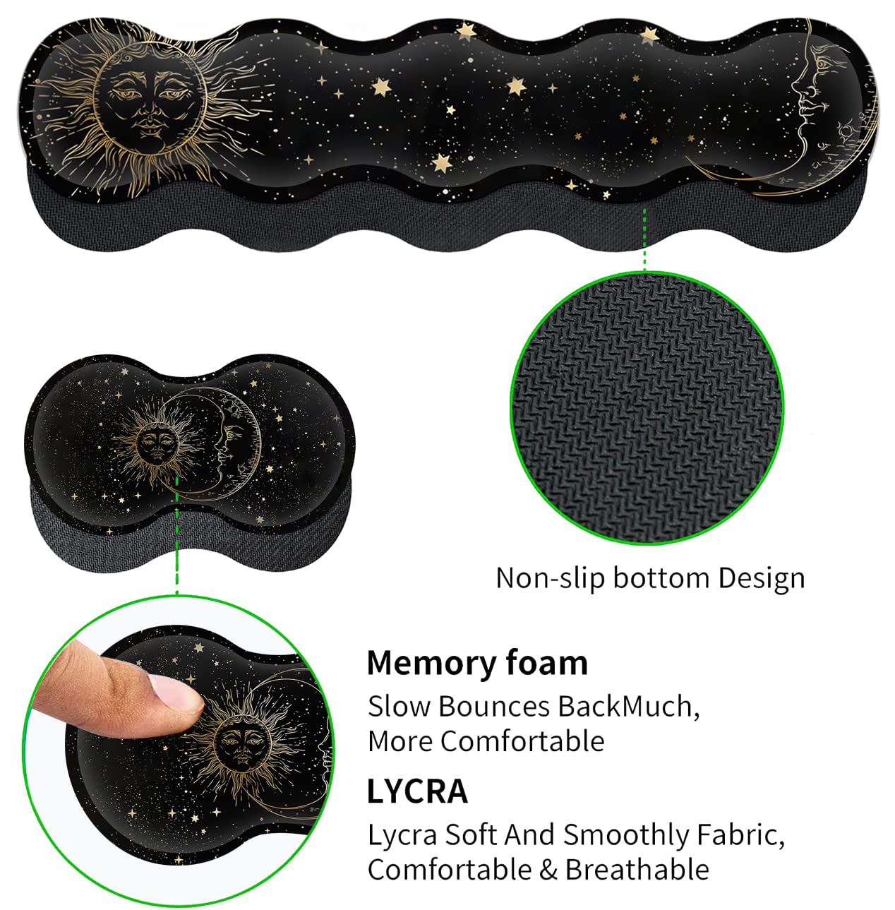 JVGFYNKL Extended Large Mouse Pad+Keyboard Wrist Rest Support , Ergonomic Memory Foam Wrist Rest