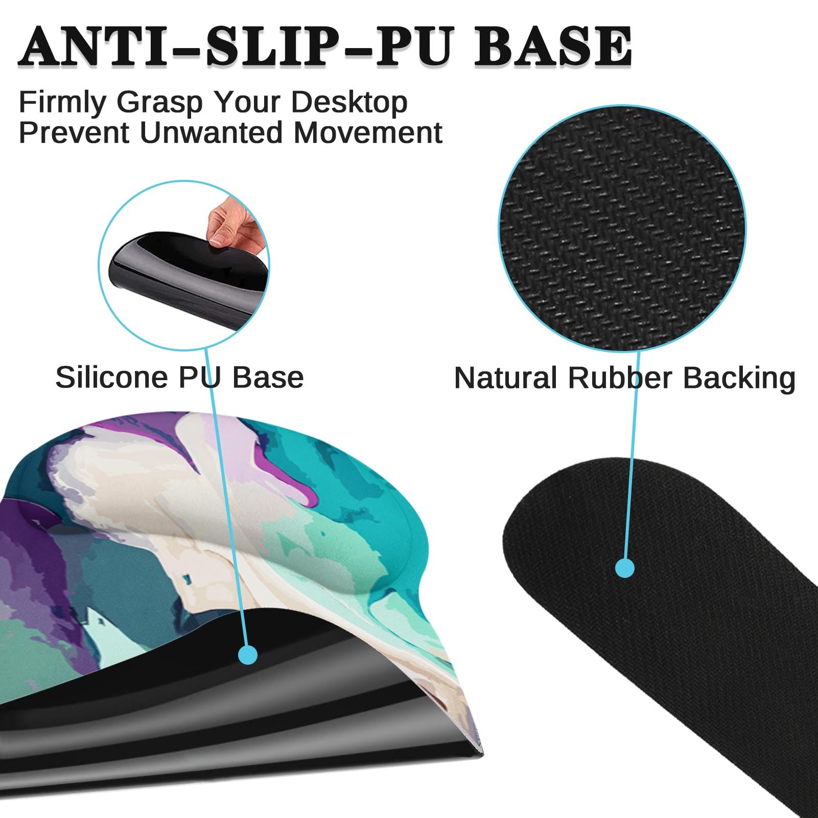 Britimes Keyboard Mouse Pad Set, 4 in 1 Desk Mat Set, Marbling Liquid