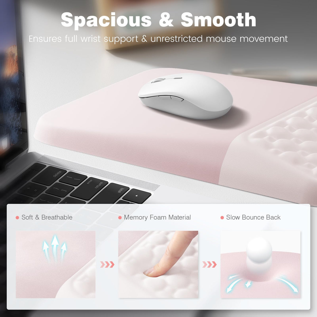 Ospelelf Ergonomic Mouse Pad and Keyboard Wrist Rest, Typing Wrist Pad with Support, Desk Mousepad