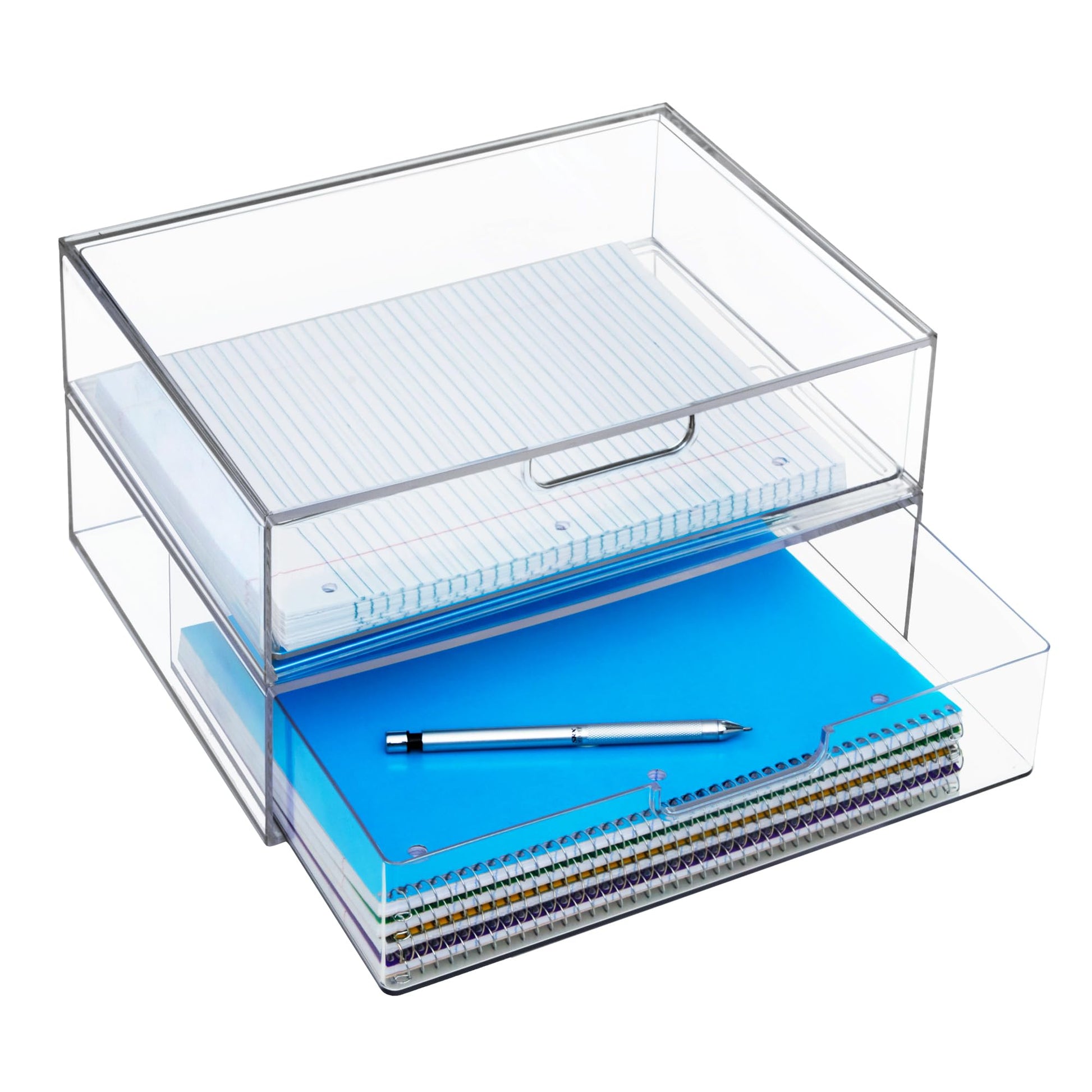 STORi STAX Plastic Stackable Organizer Drawers (Set of 2) Clear | 12.5" Wide | Set Includes Two