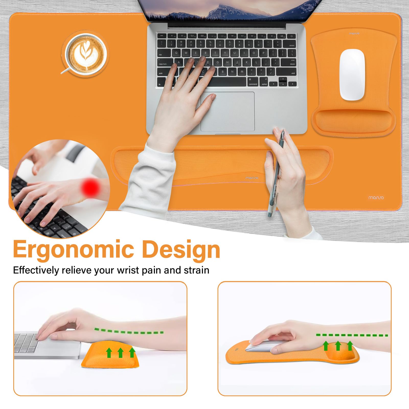 MOSISO Keyboard Mouse Pad Set, Large Gaming Mousepad&Keyboard Wrist Rest