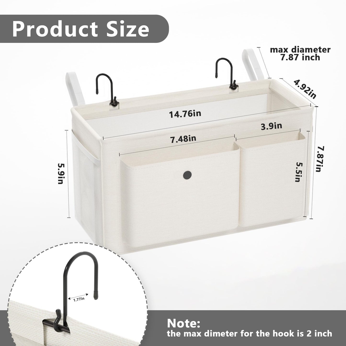 Bedside Caddy Bedside Storage Hanging Organizer for Bunk Dorm Bed Rail