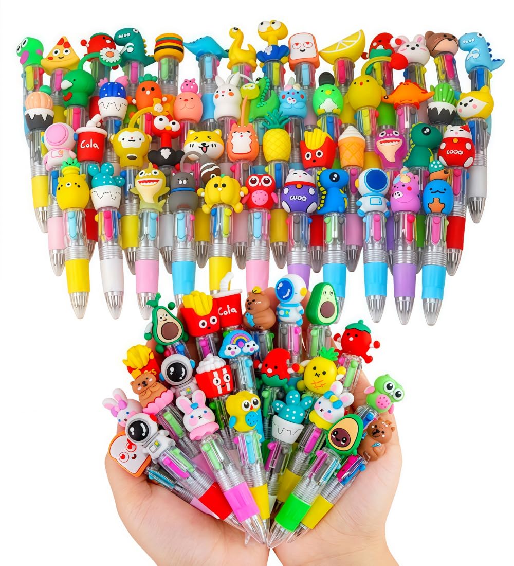 Oneshow 60 Pack Mini 4-in-1 Multicolor Ballpoint Pens, Teacher Reward Pens