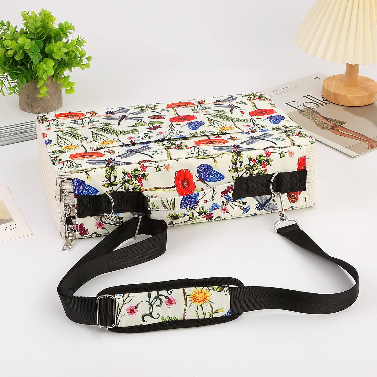 Lbxgap 480 Slots Pencil Case, 5-Layer Organizer with Shoulder Strap