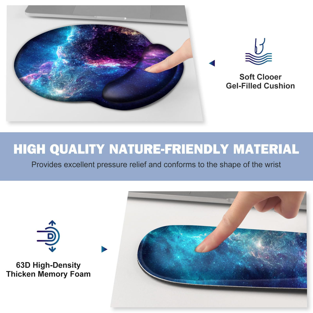 Mouse Pad, 4in1 Mousepad + Keyboard Wrist Rest+Mouse Wrist Rest+Coaster Set