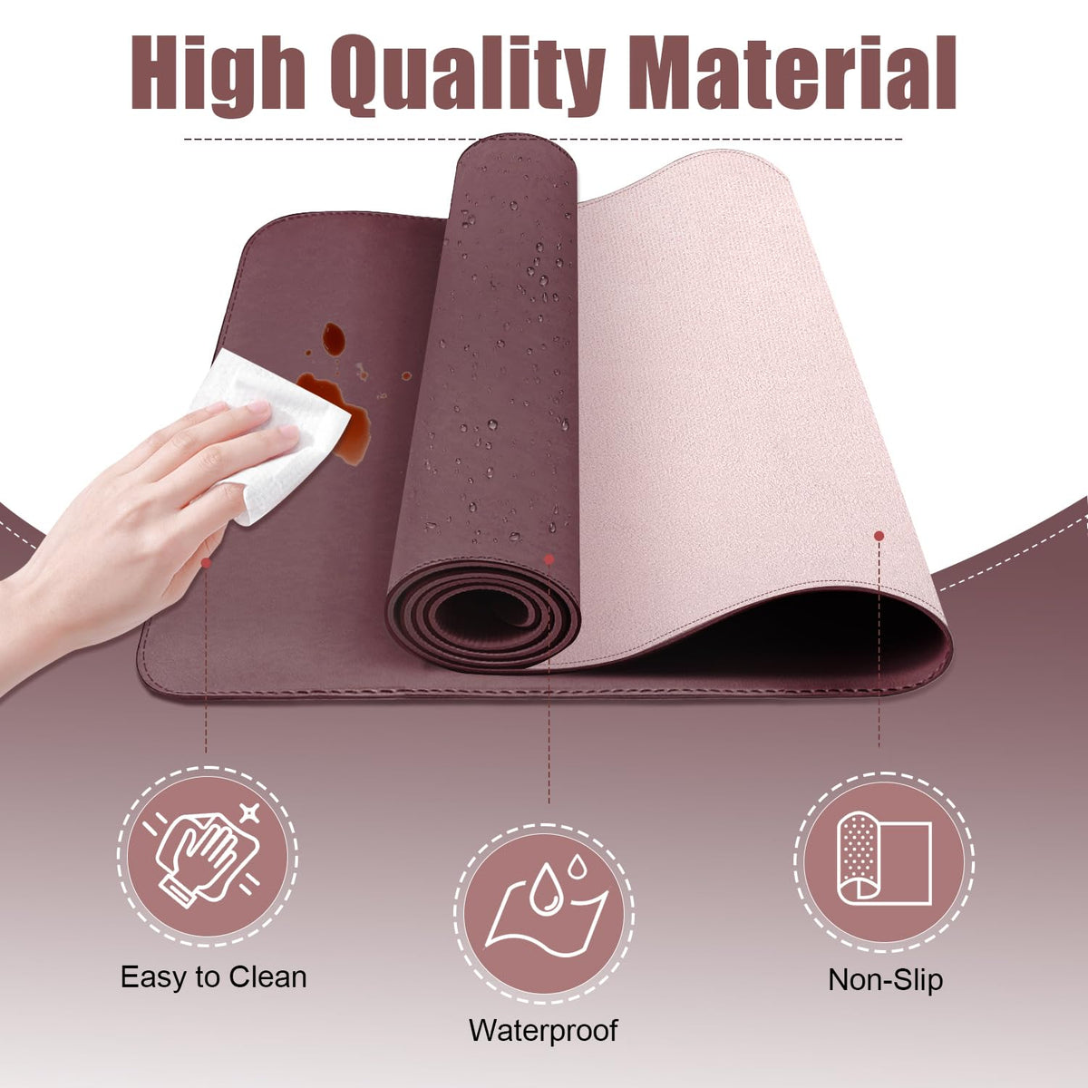 Leather Desk Pad Protector, 39.4'' X 17'' Large Mouse Pad, Office Desk Mat, Non-Slip PU Leather &