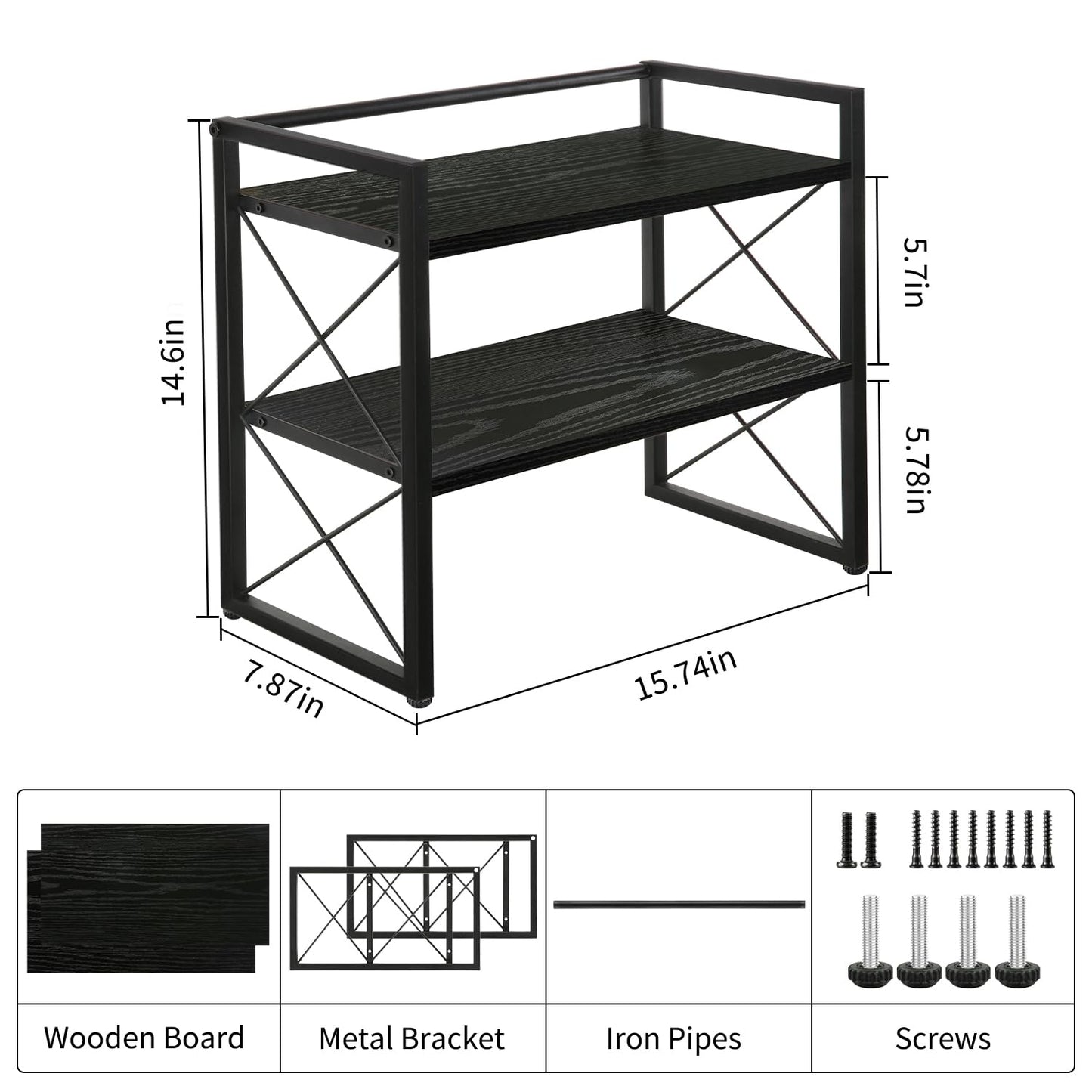 YINMIT Desktop Shelf Organizer, 2 Tier Office Shelves, Wood Desk Organizer Storage Rack and