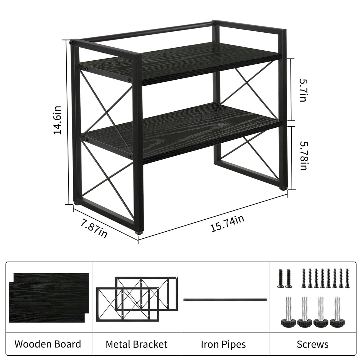 YINMIT Desktop Shelf Organizer, 2 Tier Office Shelves, Wood Desk Organizer Storage Rack and