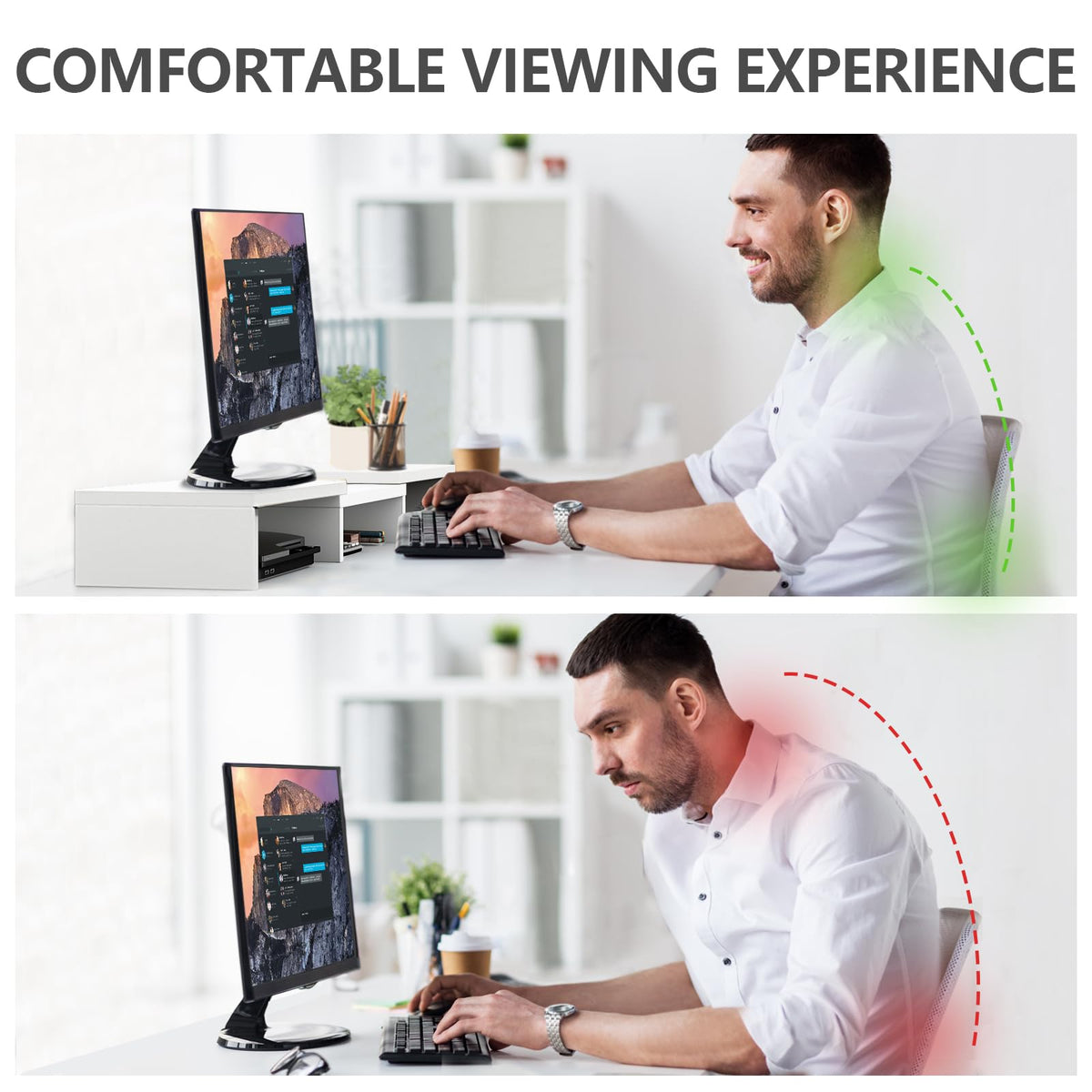 TAVR Dual Monitor Stand Riser, Wooden Computer Monitor Stand for 2 Monitors