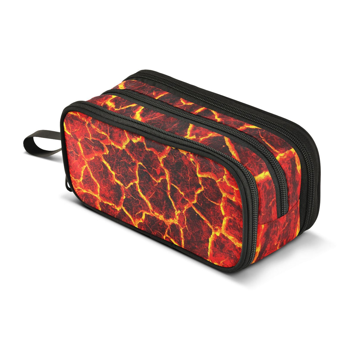 Sletend Pencil Case Lava Fire Volcano Texture 3 Compartments Pencil Pouch