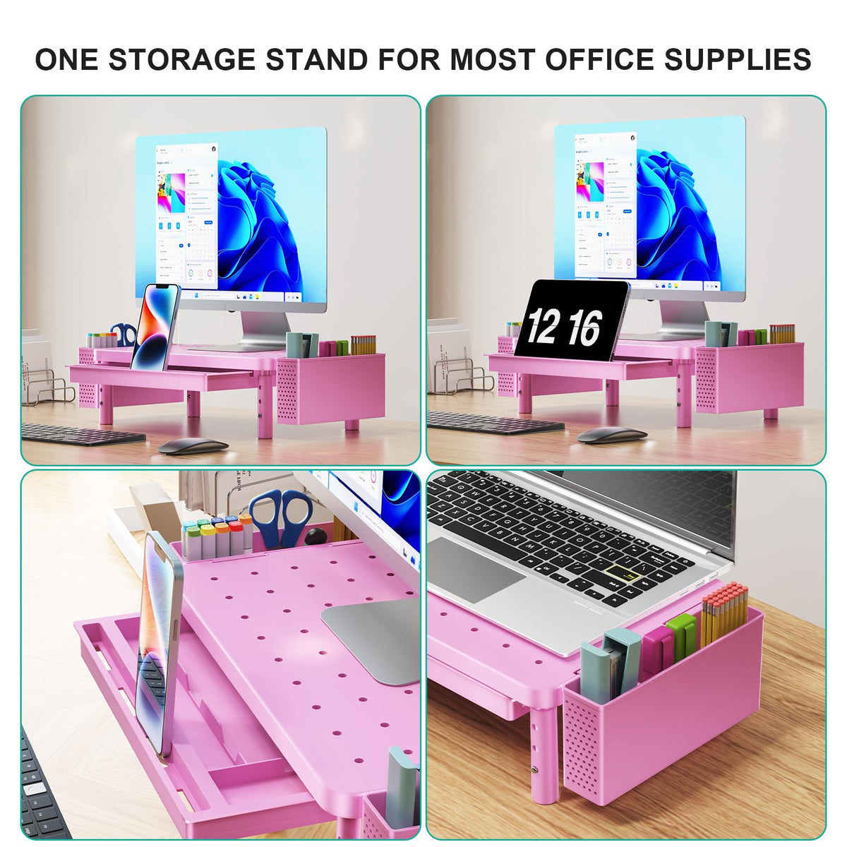 WALI Computer Monitor Stand with Storage and Pen Holder